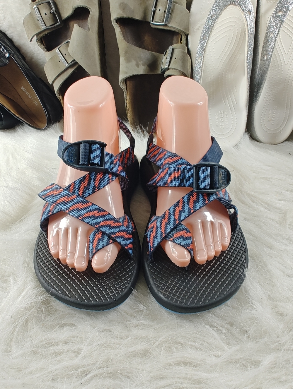 Chaco Z/2 Classic Trine Hiking Sandals Women’s Size 7 Black Blue Orange